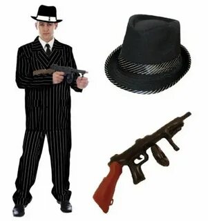 Mens Gangster 1920 30's Pin Stripe Suit Fancy Dress Godfathe