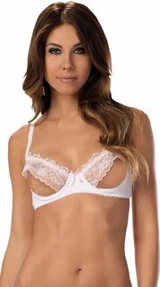 Sexy Ruffled Open Cup Shelf Bra Bridal Lacy Cupless Demi.
