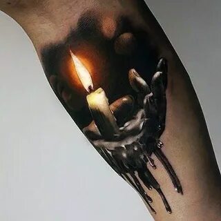 Breathtaking 3D super realistic burning candle on hand color