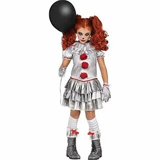 Carnevil Clown Girls Costume Size Small 4-6 Silver #Clothing