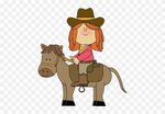 Cowboy Clip Art - Cartoon Cowgirl On Horse - Free Transparen