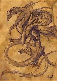 2 headed dragon - Google Search Dragon tattoo drawing, Drago