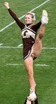 Cheerleader showing Upskirt in Short Dress, Socks and Golden