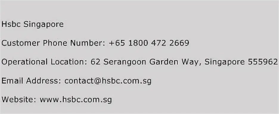 Hsbc Singapore Contact Number Hsbc Singapore Customer Servic