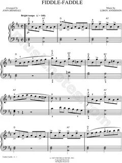 Leroy Anderson "Fiddle-Faddle" Sheet Music (Piano Solo) in D
