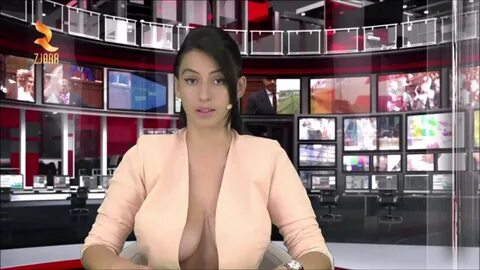 Reporter showing boobs