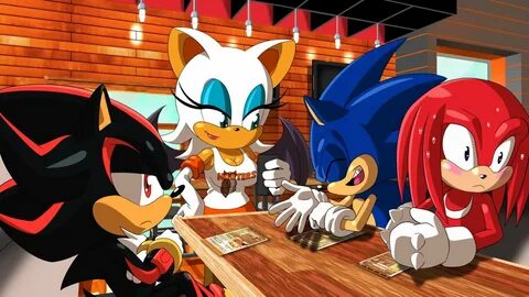 Sonic, Knuckles, and Shadow at Hooters Sonic Hooters Know Yo