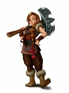 Female Dwarf Barbarian - Pathfinder PFRPG DND D&D d20 fantas