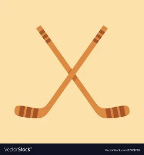 Crossed hockey sticks in flat design style Vector Image