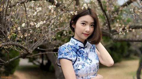 Liu zihan, beautiful short hair, cheongsam, fresh beauty wal