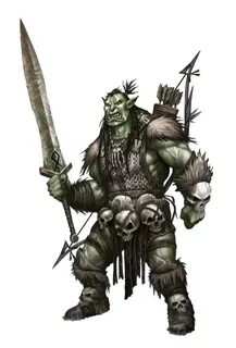 Male Orc Fighter or Barbarian - Pathfinder PFRPG DND D&D d20