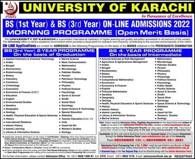 University Of Karachi Bsadmissions 2021 22 Result Pk - Mobil
