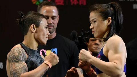 Jessica Andrade vs Weili Zhang staredown video from UFC Shen