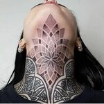Geometric / dotwork throat tattoo by @redeyechi. Throat tatt