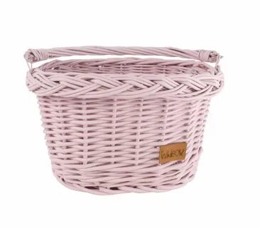 Wiklibox wicker children's bike basket in PINK color with ho