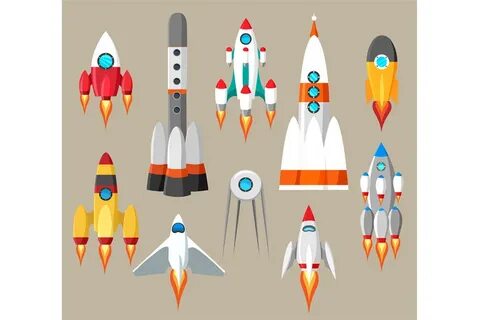 Cartoon rockets icons By vectortatu TheHungryJPEG.com