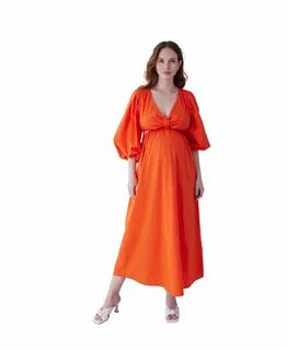 Ingrid + Isabel Women's Maternity Cut Out Cotton Maxi Dress.