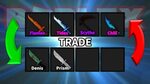 Trading a Denis knife for 8 GODLY KNIVES! (Roblox Murder Mys