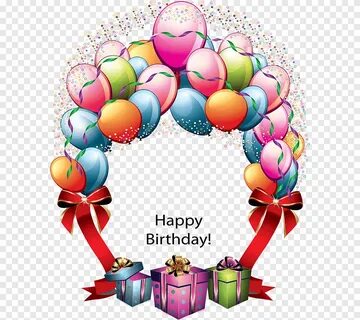 иллюстрация арки воздушного шара, торт ко дню рождения, Happ