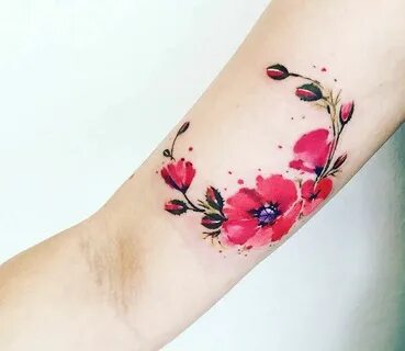 Flowers tattoo by Pissaro Tattoo Post 15500 Tattoos, Red tat