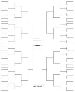 Printable, blank 64-team bracket for single-elimination tour