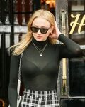 Sophie Turner on the streets of New York in a transparent / 