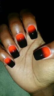 Red And Orange Ombre Nails - Try this cute sunset orange omb