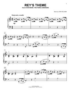 Rey's Theme Sheet Music John Williams Easy Piano