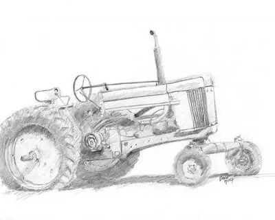 Abandoned John Deere Tractor Drawing by David King Studio Fi