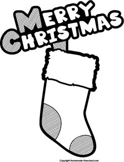 Black & White clipart christmas stocking - Pencil and in col