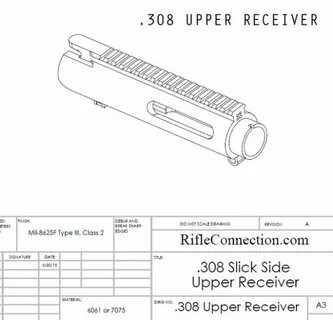 308 AR-10 Upper Receiver - Slick Side Blueprint