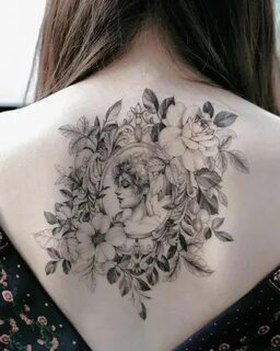 A floral portrait by Zihwa Floral back tattoos, Tattoos for 