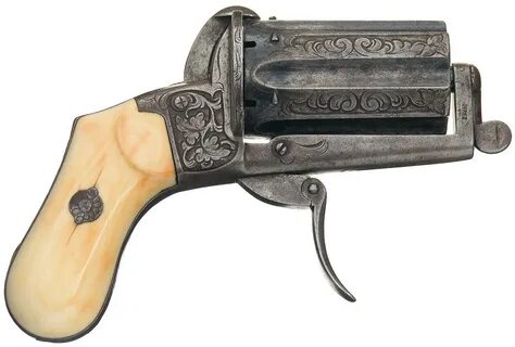 Engraved French Pinfire Pepperbox with Ivory Grips Rock Isla