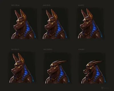"Anubis"-Style Character Concept Facial Expressions comm by 