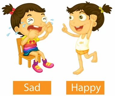 Opposite adjectives words with happy and sad 1609803 Vector 