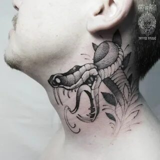 Snake tattoo on neck blackwork by Vladislav Pacianskiy Neck 