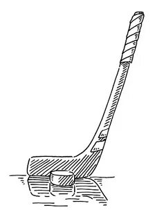 Хоккейная Клюшка И Шайба Рисунок - стоковая векторная график