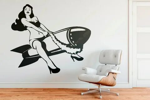 Sexy Pinup Girl Riding A Bomb Wall Decal Iconic Sex Beautifu