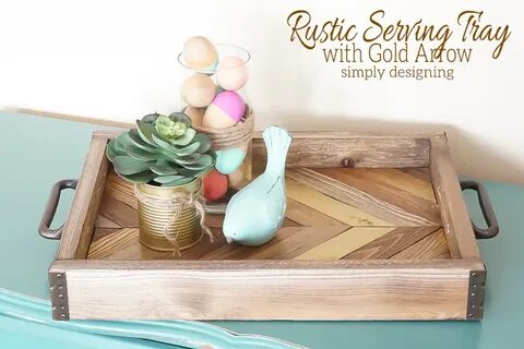 Rustic Serving Tray with Gold Arrow Accent Rustic serving tr