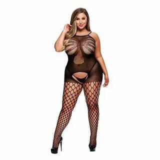 Netzbodystocking mit frontaler Korsettform und Straps Einhei