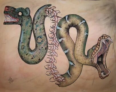 Drawn snake serpent - Pencil and in color drawn snake serpen