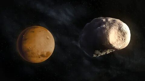Картинка Марс Планеты Phobos Космос 3D Графика 2560x1440