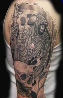 Grim reaper sleeve for men tattoo - Tattoos Book - 65.000 Ta