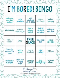 Indoor Activities Bingo - 25 Boredom Busters for Kids - Natu