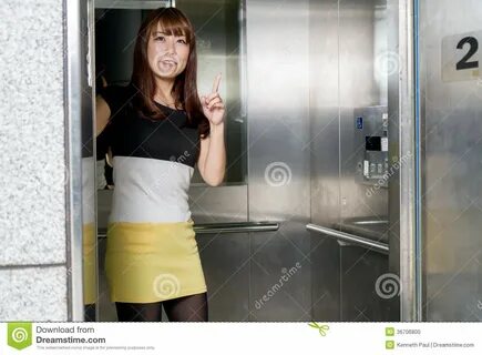 Japanese woman touched elevator