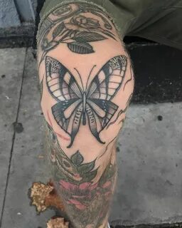 Butterfly Knee Tattoo Artist: Justin Ryan Olivier Downtown K