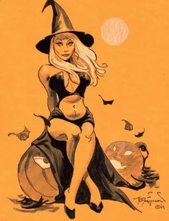 Halloween Witch- Hoffman Comic Art Halloween illustration, C