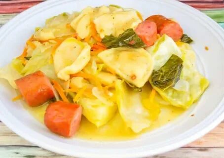 Buttery Slow Cooker Cabbage, Pierogies, And Keilbassa