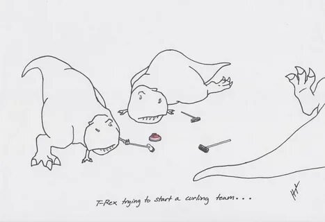 T-Rex trying to start a curling team... T rex humor, T rex a