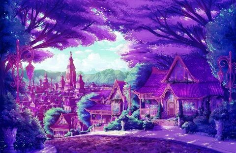 A kingdom in the purple forest Anime scenery, Digital art ga